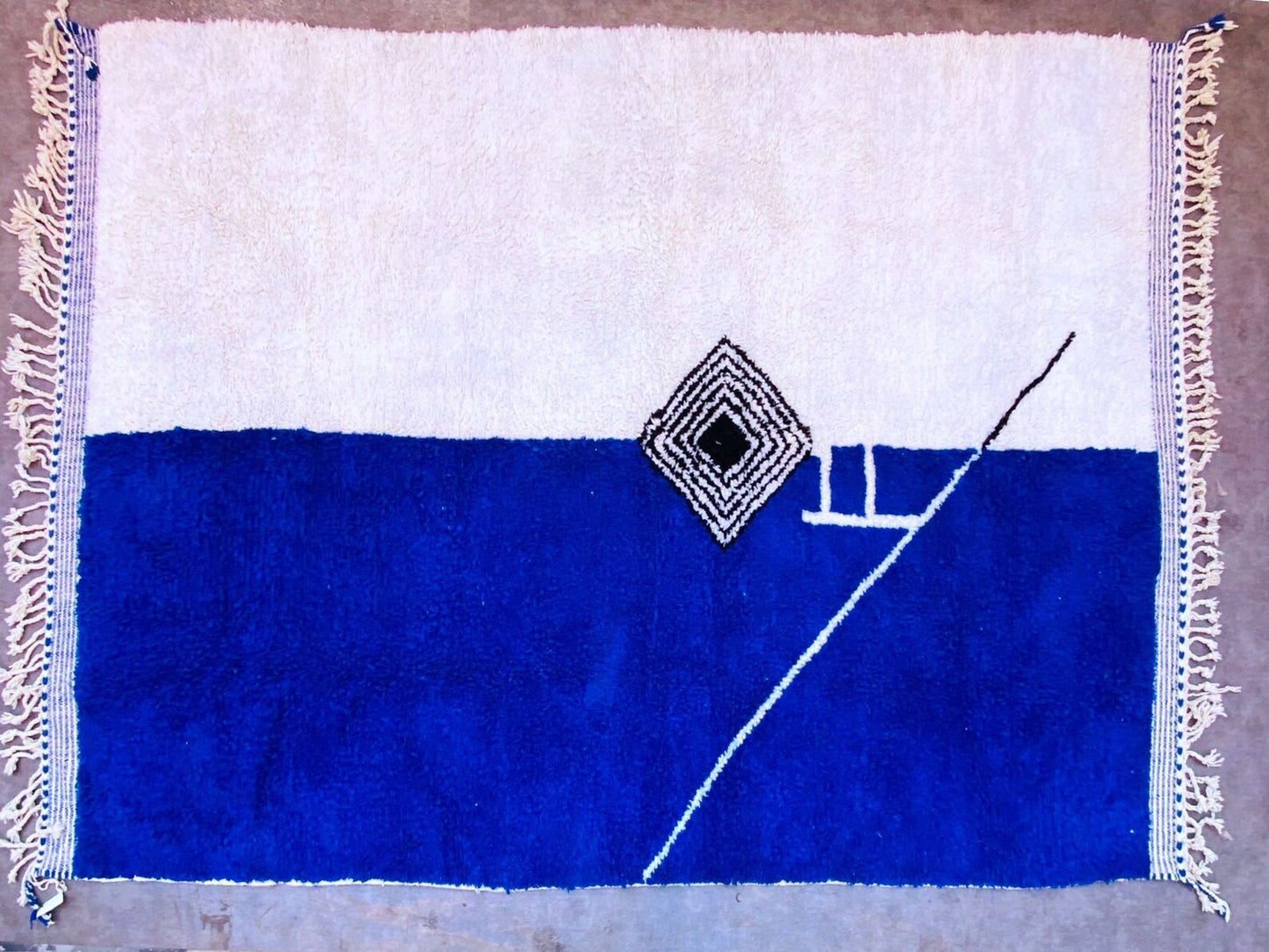 Custom Blue Moroccan Beni Ourain Rug